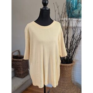 NWT Robert Scott Knit Sweater XL Sungold Yellow Short Sleeve Cotton Vintage